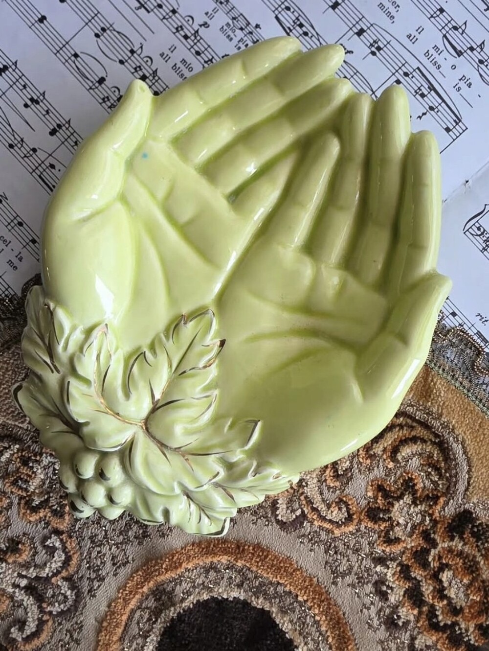 Vintage McCoy Pottery Giving Hands Trinket Dish